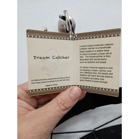 VTG Native American Man W/ Woolf Large Dream Catcher Spiritual Feather Faux Fur - Picture 6 of 8